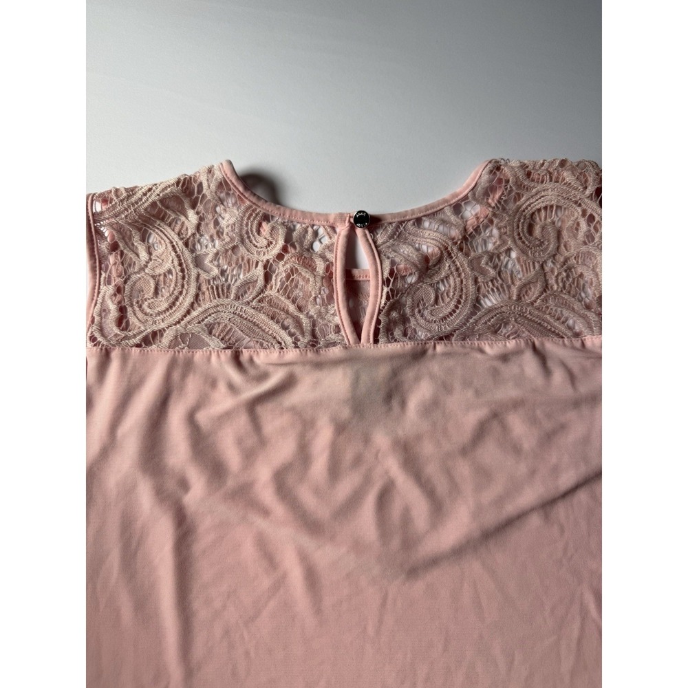 Anne Klein Women's Pink Sleeveless Top Size L Floral Lace Yoke Neckline - Picture 7 of 7